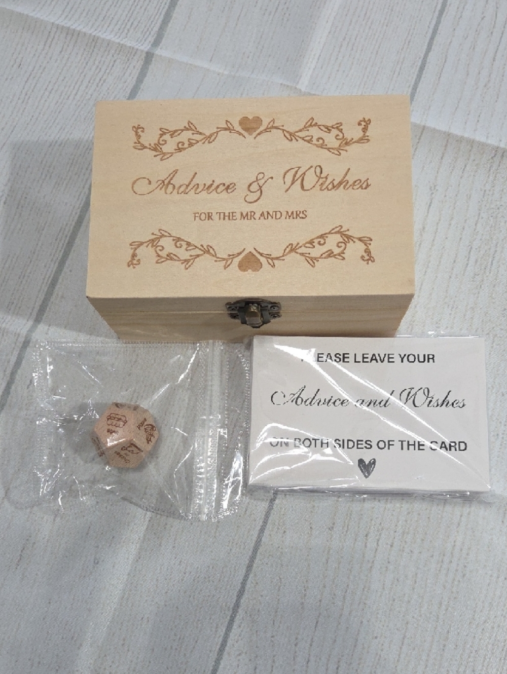 Engraved Wooden 'Advice & Wishes' Keepsake Box - Natural Wood
